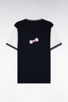 T-shirt manches courtes marine à manches écrues coupe droite