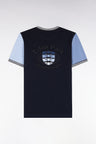 T-shirt à manches courtes bicolore bleu coupe droite