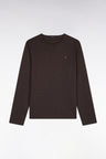 T-shirt manches longues en coton marron coupe ajustée
