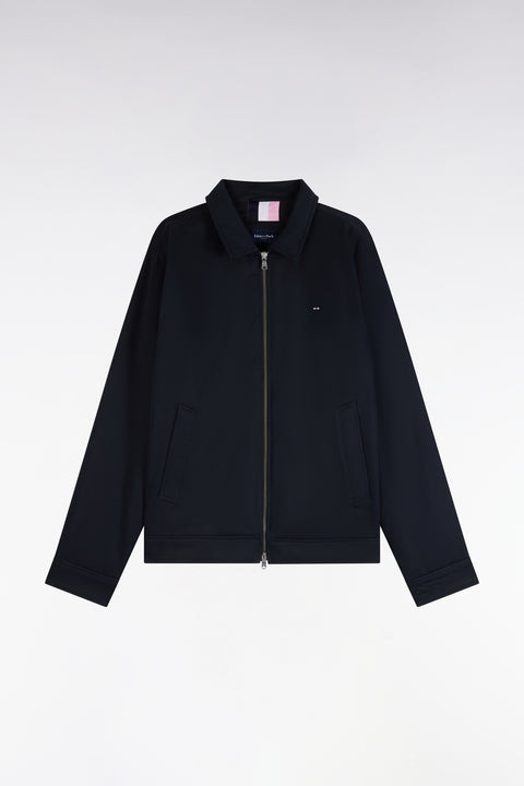 Blouson en coton stretch noir coupe droite - Image 1