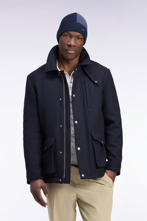 Parka courte en flanelle marine coupe droite - Image 3