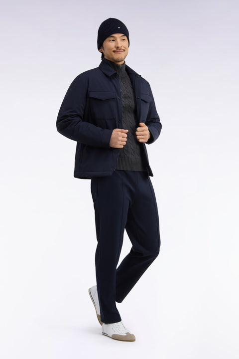 Surchemise en nylon stretch marine coupe droite - Image 1