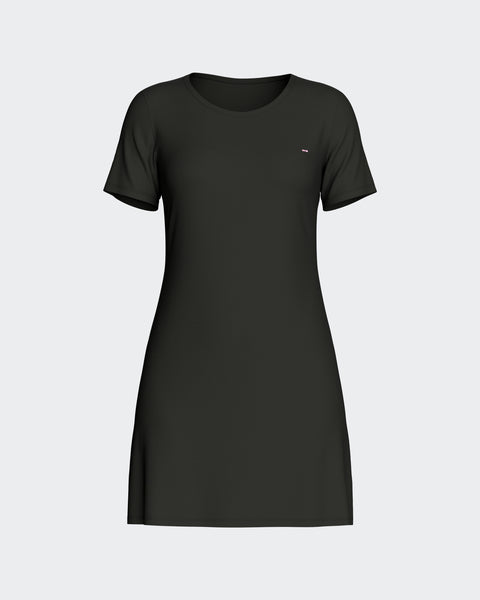 Plain nightie in black stretch Tencel - Image 2