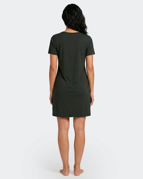 Plain nightie in black stretch Tencel - Image 3