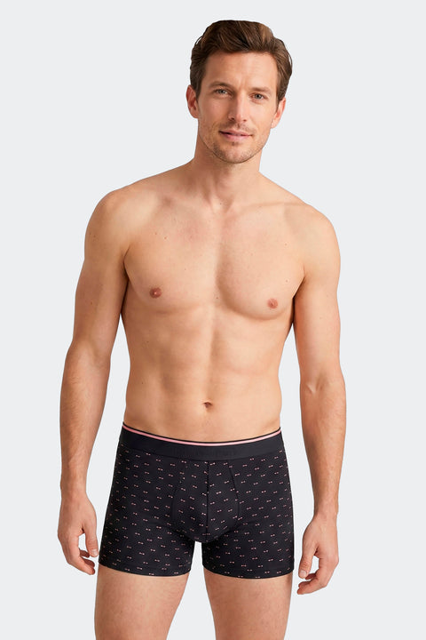 Lot de 2 boxers en jersey de coton stretch unis et imprimés marine - Image 2