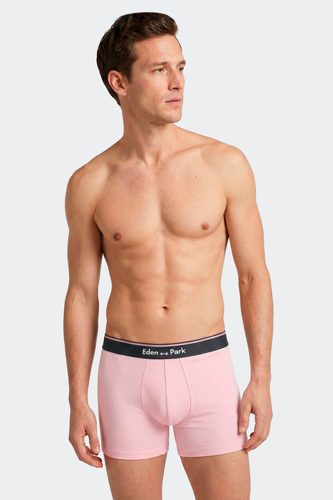 Lot de 2 boxers en jersey de coton stretch unis marine et rose - Image 2