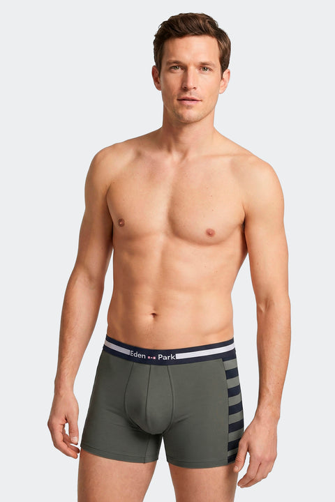 Lot de 2 boxers en jersey de coton stretch marine et kaki - Image 2