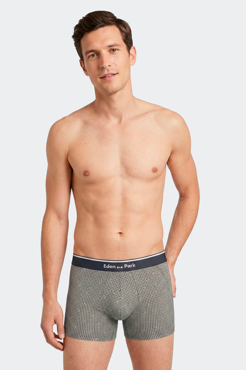 Lot de 2 boxers en jersey de coton stretch unis et imprimés kaki et gris - Image 2