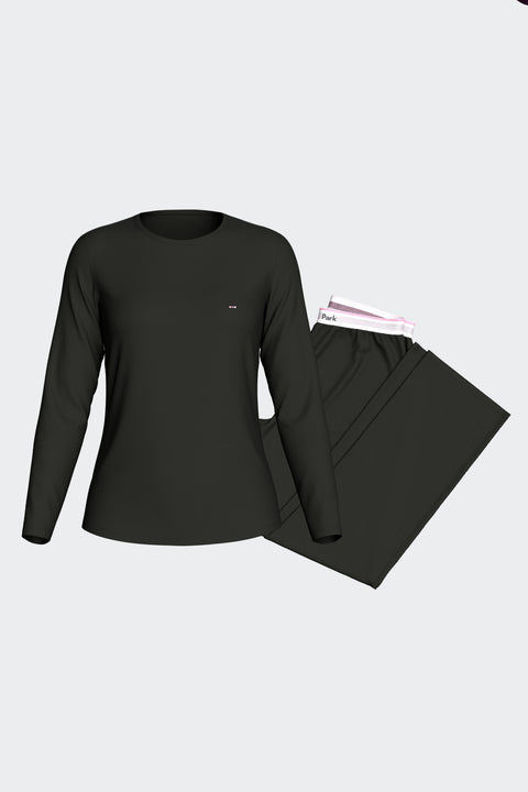 Ensemble pyjama long en Tencel stretch noir - Image 1