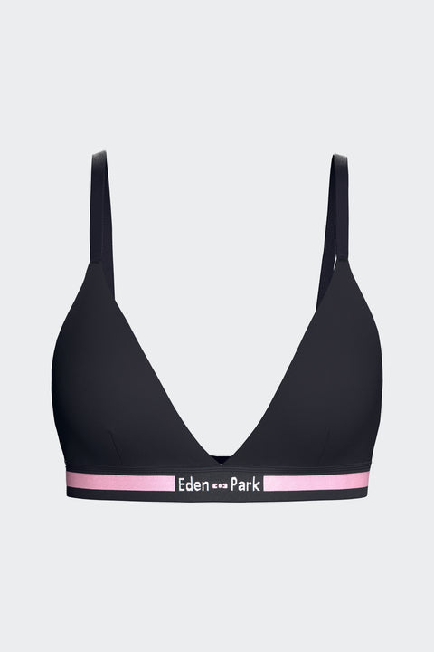 Soutien-gorge triangle en coton stretch marine élastique siglé - Image 1