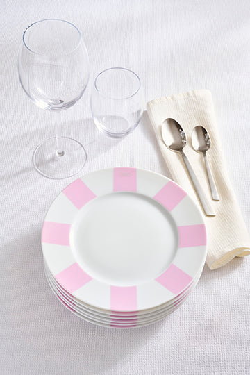 Lot de 6 assiettes à dessert creuses roses en porcelaine de Limoges - Image 2