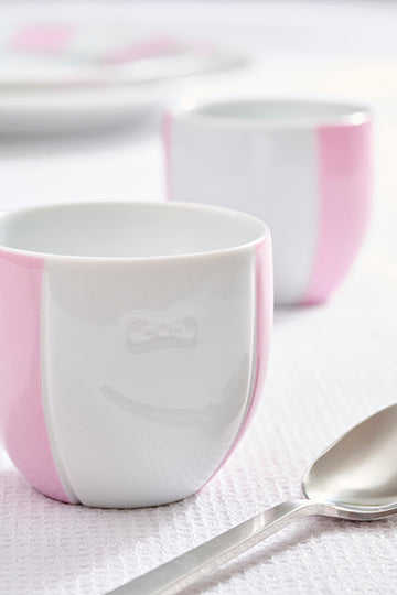 Duo de tasses à café en porcelaine intérieur émaillé rose - Image 3