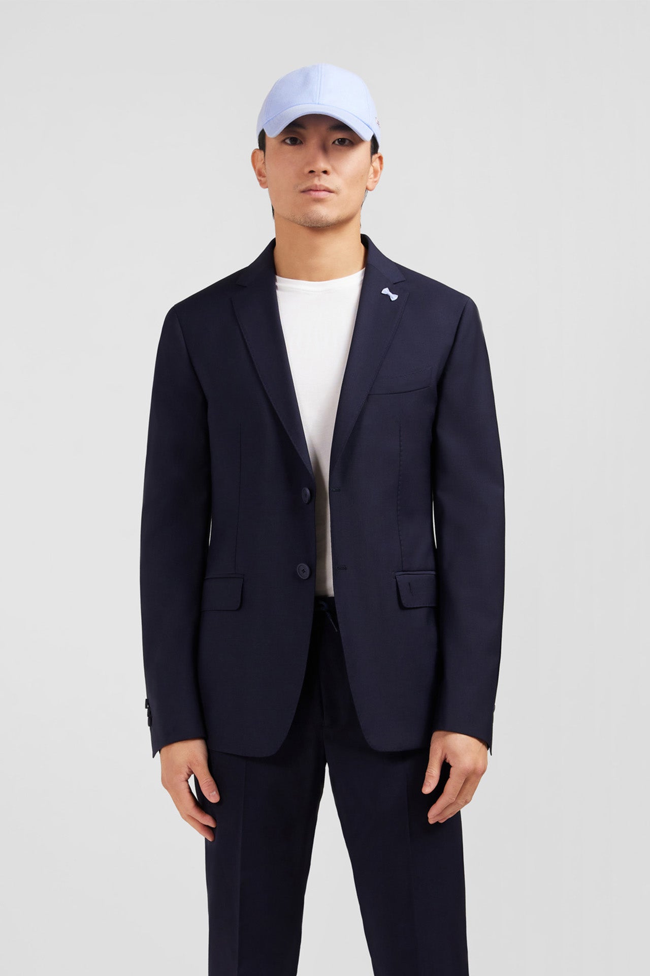 Blazer bleu foncé détails noeud en relief