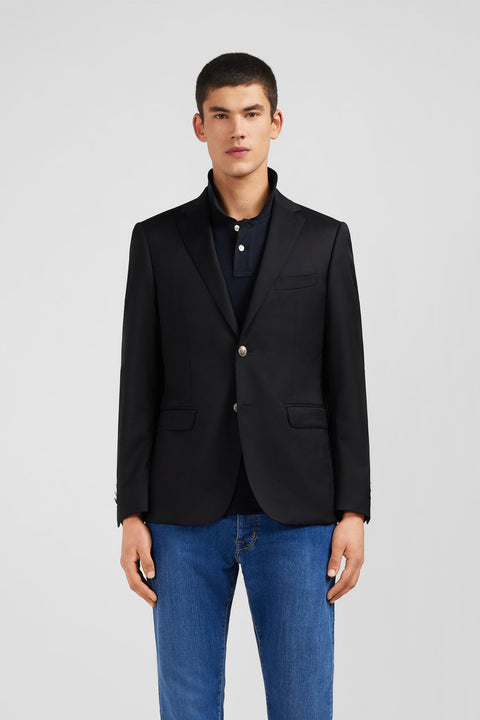 Slim fit black 100% wool blazer - Image 3