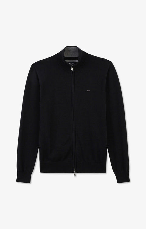 Cardigan noir zippé en coton - Image 2