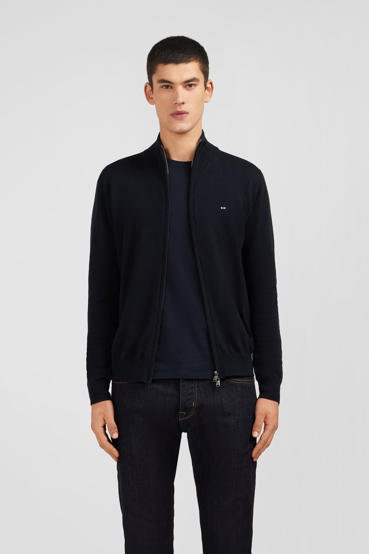 Cardigan noir zippé en coton