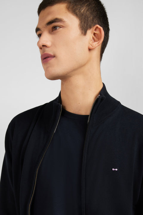 Black cotton cardigan with zipper - Image 1