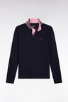 Navy cotton polo with contrasting neck