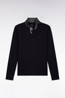Black cotton polo with contrasting neck