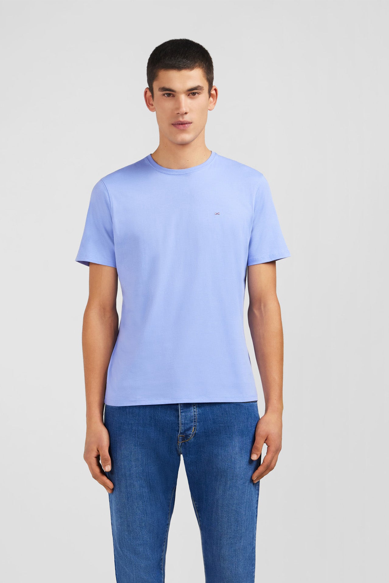 T-shirt bleu col rond à manches courtes