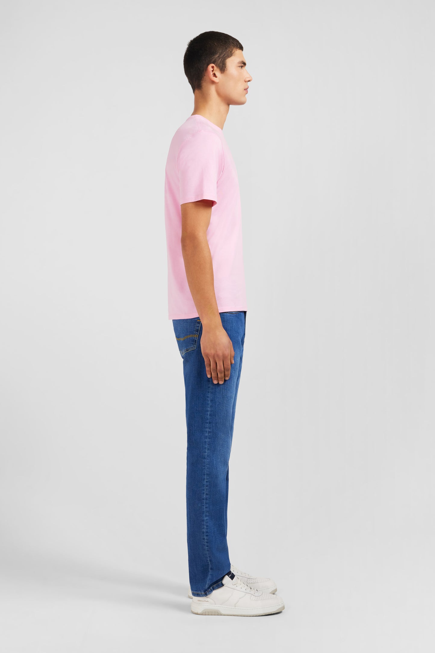 T-shirt rose col rond à manches courtes