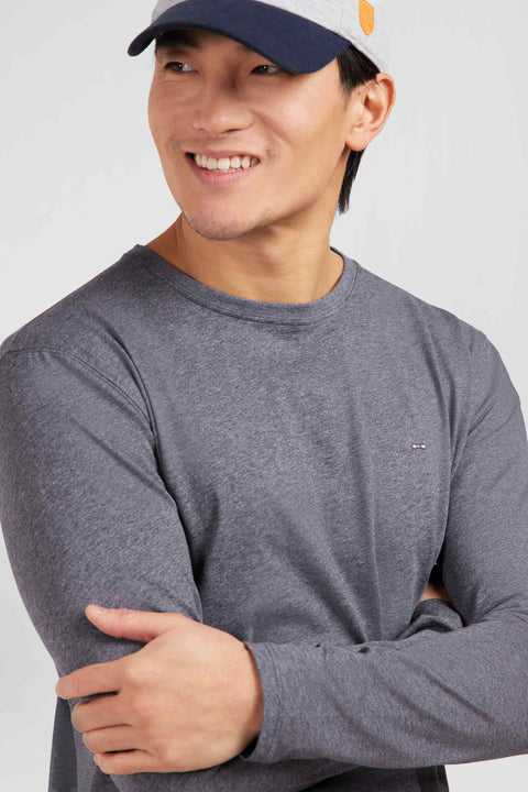 Long sleeved grey cotton t-shirt - Image 1