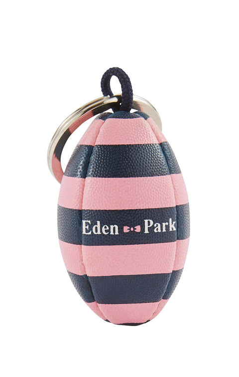 Rugby-striped rubber ball key ring - Image 1