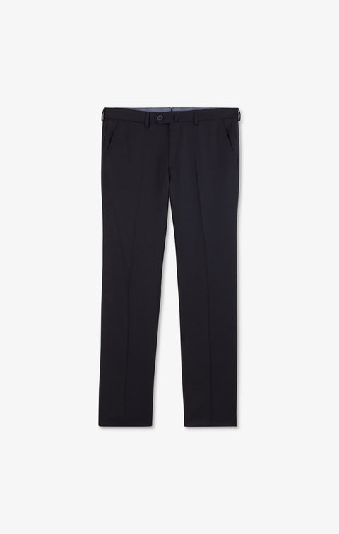 Pantalon regular bleu foncé en laine à plis cassés - Image 2