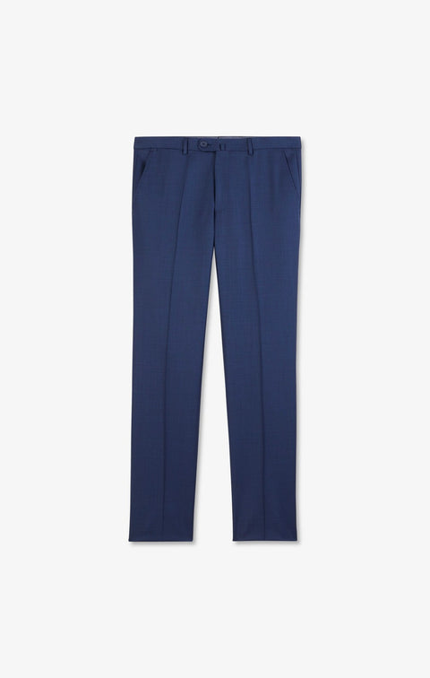 Pantalon regular bleu en laine à plis cassés - Image 2
