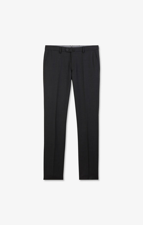 Pantalon slim gris foncé en laine à plis cassés - Image 2