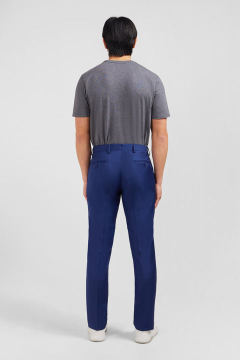 Pantalon slim bleu en laine à plis cassés - Image 3