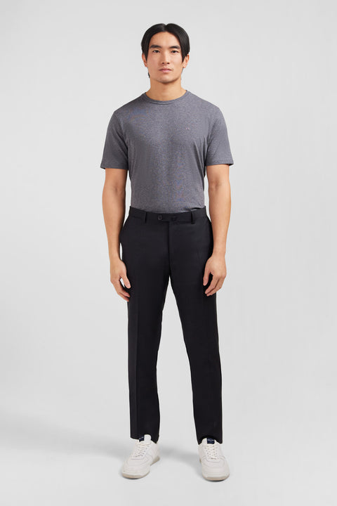 Pantalon slim gris foncé en laine à plis cassés - Image 1