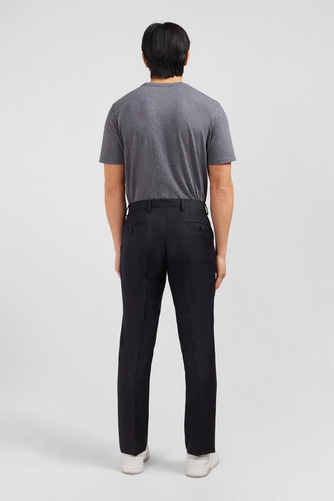 Pantalon slim gris foncé en laine à plis cassés - Image 3