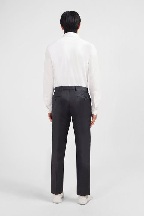 Pantalon slim gris en laine à plis cassés - Image 3