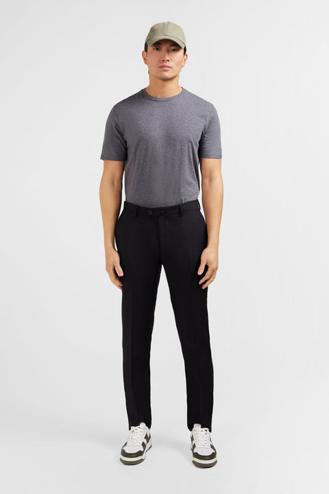 Pantalon slim noir en laine à plis cassés - Image 1