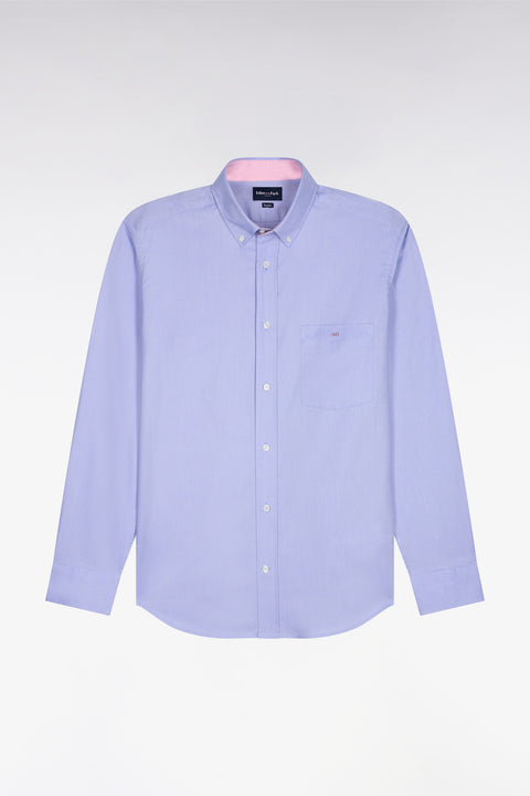 Chemise bleue unie en coton - Image 2