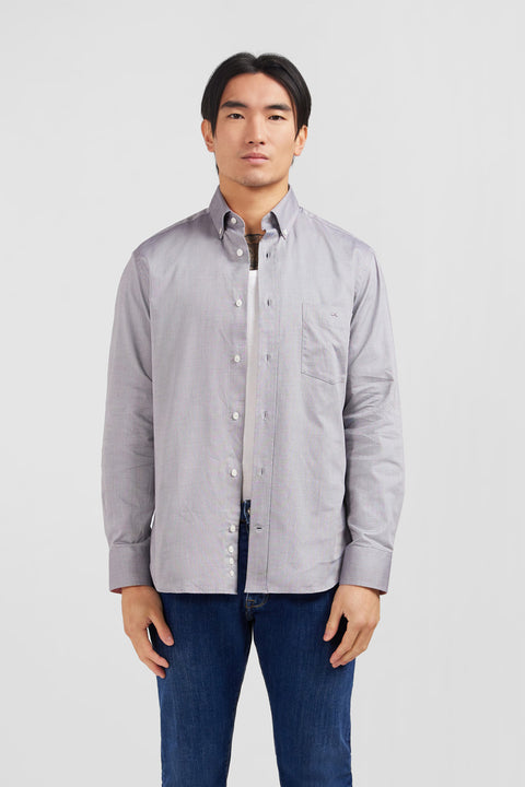 Chemise gris clair unie en coton - Image 1