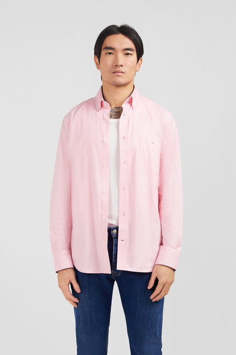 Chemise rose unie en coton - Image 1