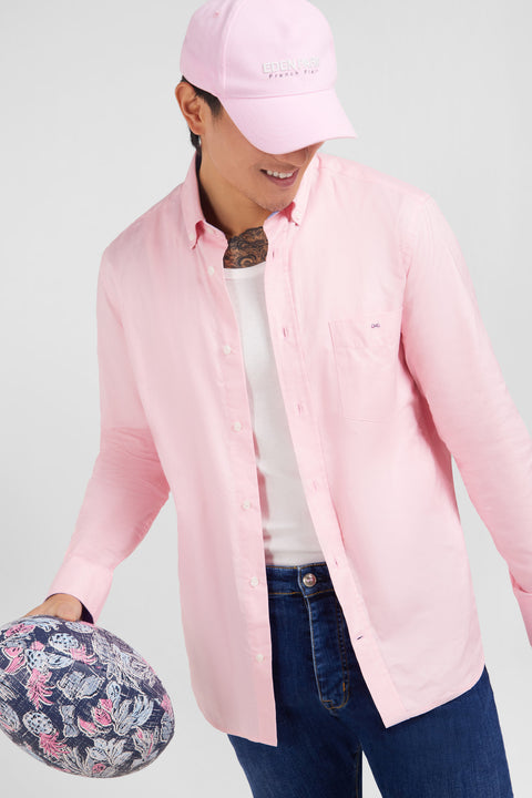 Chemise rose unie en coton - Image 1