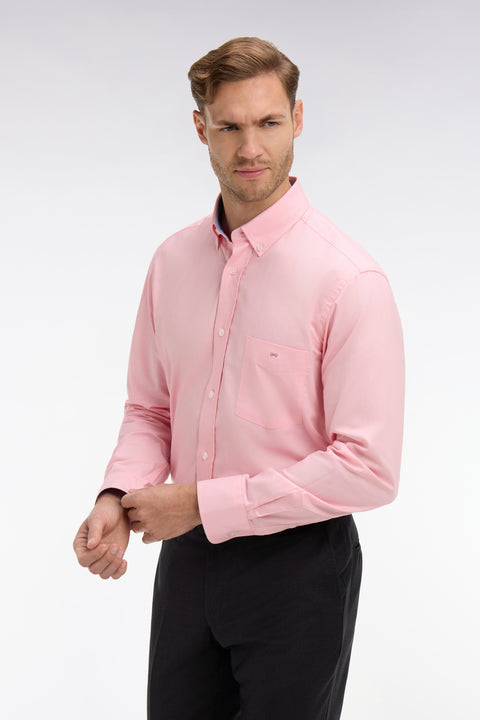 Chemise rose unie en coton - Image 1