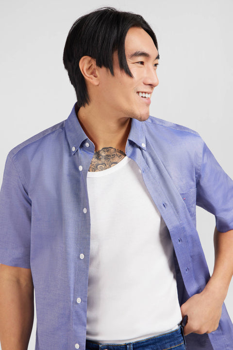 Chemisette bleu marine unie en coton - Image 3