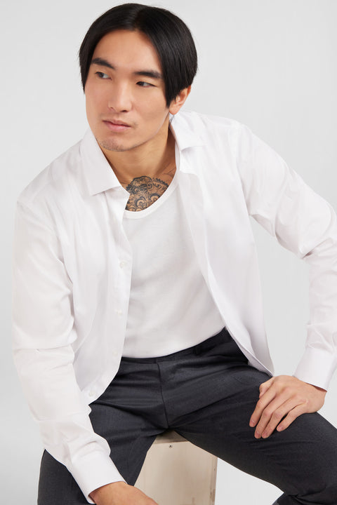 Chemise blanche slim en popeline stretch - Image 1