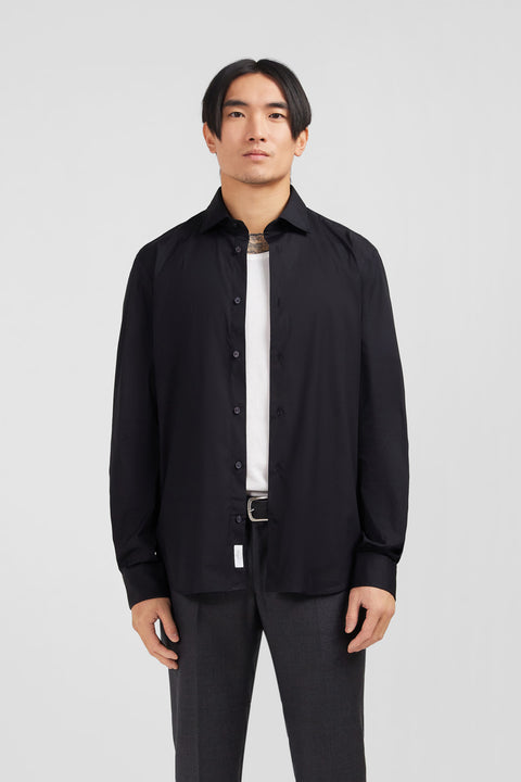 Chemise noir slim en popeline stretch - Image 3
