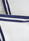 Set of rectangular pillowcases in white cotton with navy trim