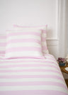 Set of square pillowcases in white cotton with pink stripes