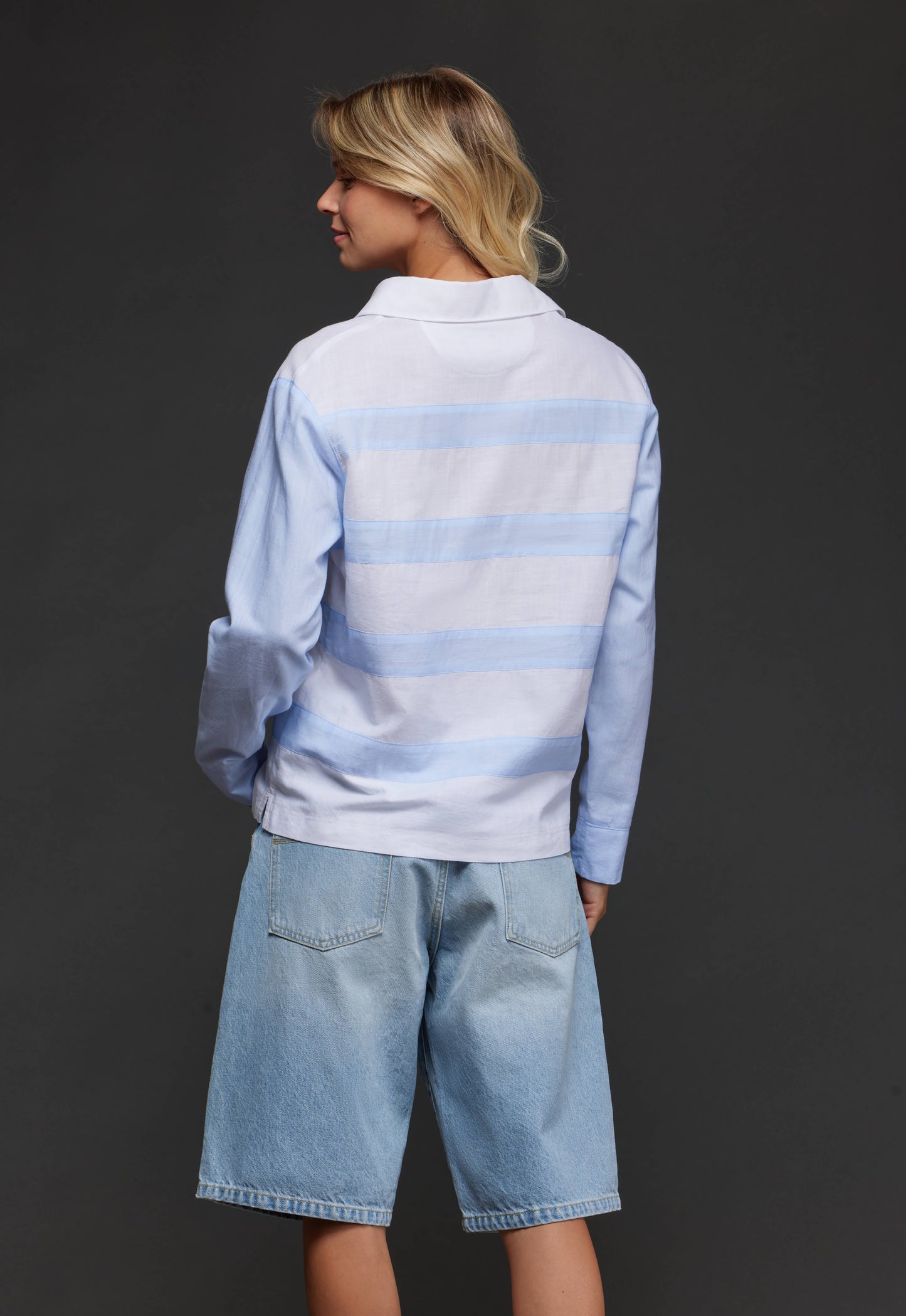 Tunique maillot en coton rayé blanc et bleu upcyclée Pap'Atelier