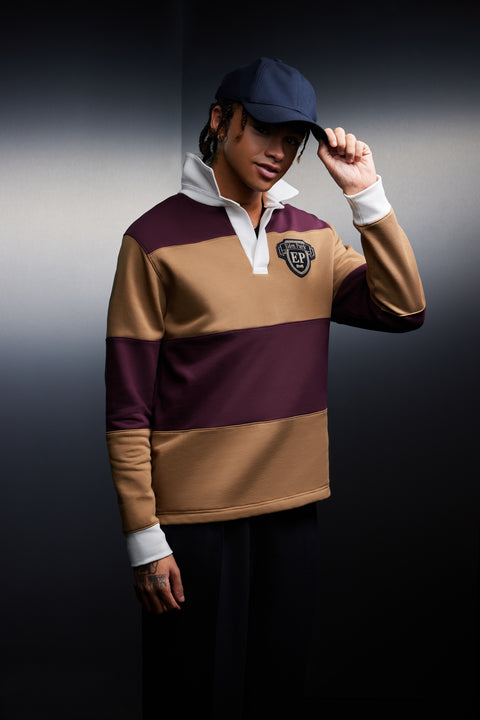 Maillot à rayures rugby bicolore upcyclé Pap'Atelier - Image 1