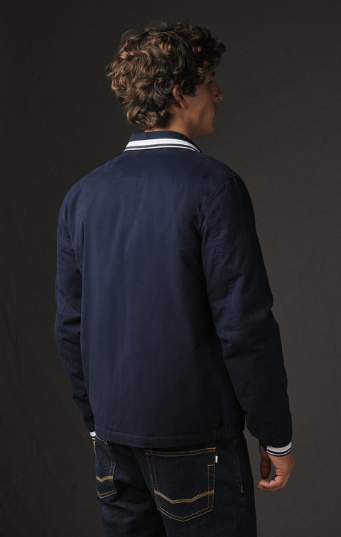 Blouson en coton marine à détails rayés upcyclé Pap'Atelier - Image 3