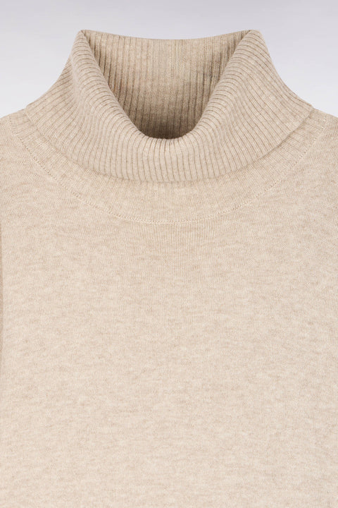 Pull col roulé en laine vierge et cachemire beige - Image 2
