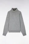 Pull col roulé en laine vierge et cachemire gris